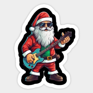 Guitar Santa Sticker